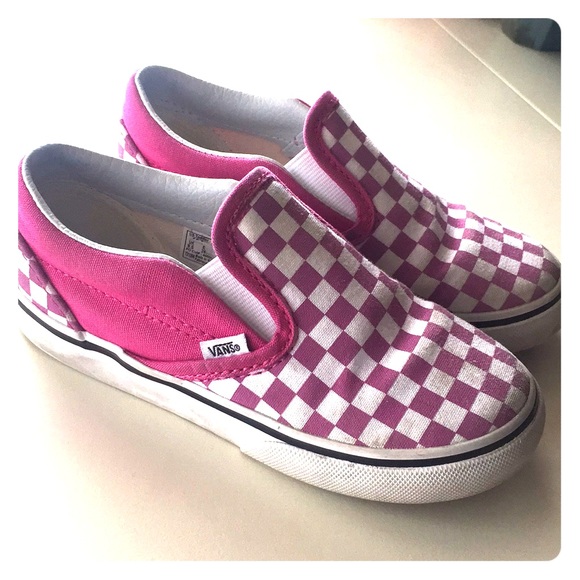 pink and white checker vans